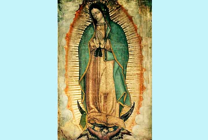 De acordo com os relatos, a Virgem de Guadalupe pediu a Juan Diego que fosse erguida uma igreja. Diante da desconfiança do bispo local, uma imagem da santa teria aparecido em um manto que envolvia rosas como sinal comprobatório da visão.
 Reprodução: Flipar