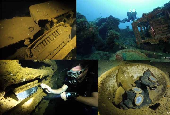 Construído como um luxuoso transatlântico, o SS President Coolidge tornou-se um navio de tropas durante a Segunda Guerra. Atualmente, está entre 65 e 230 pés (20 e 70 metros) e é um local de mergulho protegido nacionalmente. Reprodução: Flipar