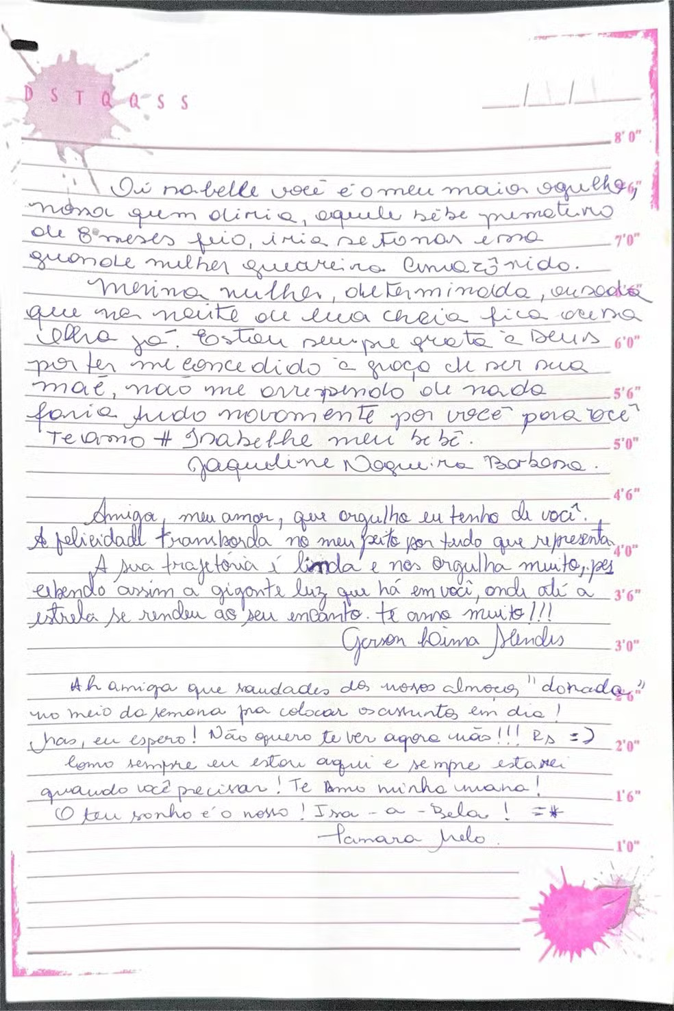 Carta para Isabelle Divulgação/Globo