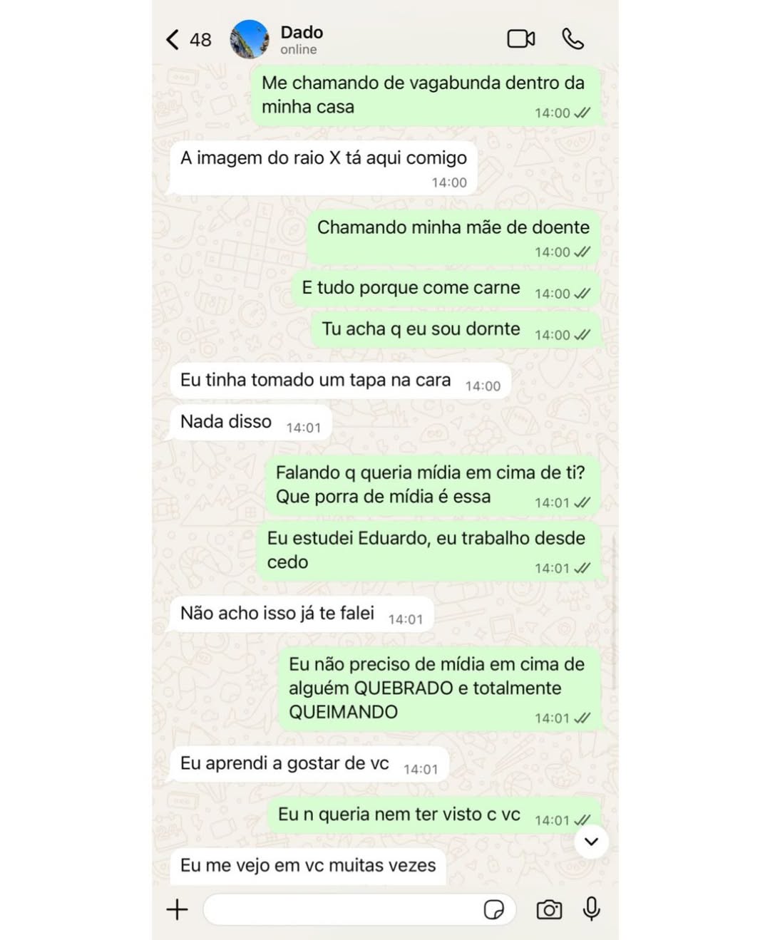 Marcela Tomaszewski postou prints e fotos de supostas agressões. Foto: Reprodução/ Instagram @tomaszewsk