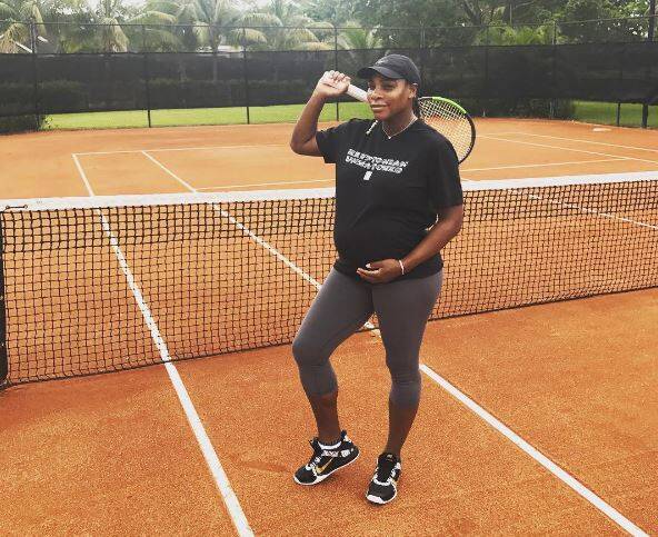 Serena Williams continuou a prática de esportes enquanto estava grávida. Foto: Reprodução/Instagram