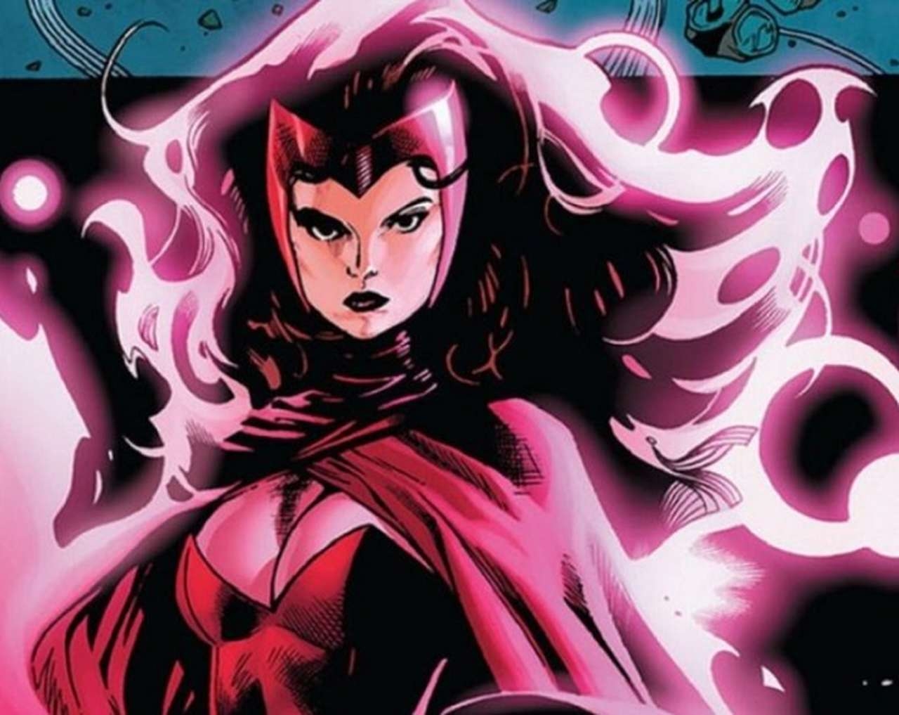 Feiticeira Escarlate - Muito difícil fazer uma lista de personagens mais fortes e não colocar a Feiticeira Escarlate. Wanda Maximoff, que apareceu pela primeira vez na quarta edição dos quadrinhos do X-Men, tem como poderes geração de campo de força e alteração da realidade contra seus adversários. Reprodução: Flipar