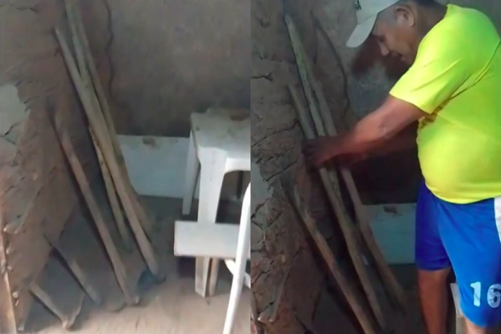 Ao g1, Valdir explicou que a ideia surgiu para evitar perturbar o pai, com quem antes guardava os utensílios, e para facilitar seu trabalho no campo. Reprodução: Flipar