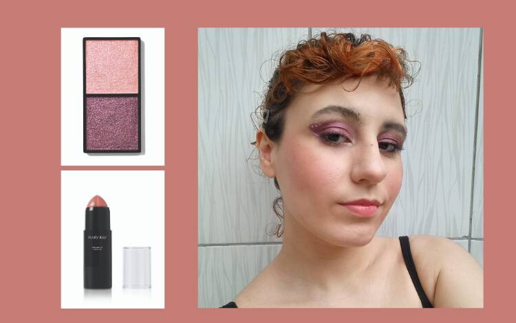 O duo Pink & Purple combinado com o blush Pink & Glimmer, da nova linha de maquiagem da Mary Kay. Foto: Acervo pessoal