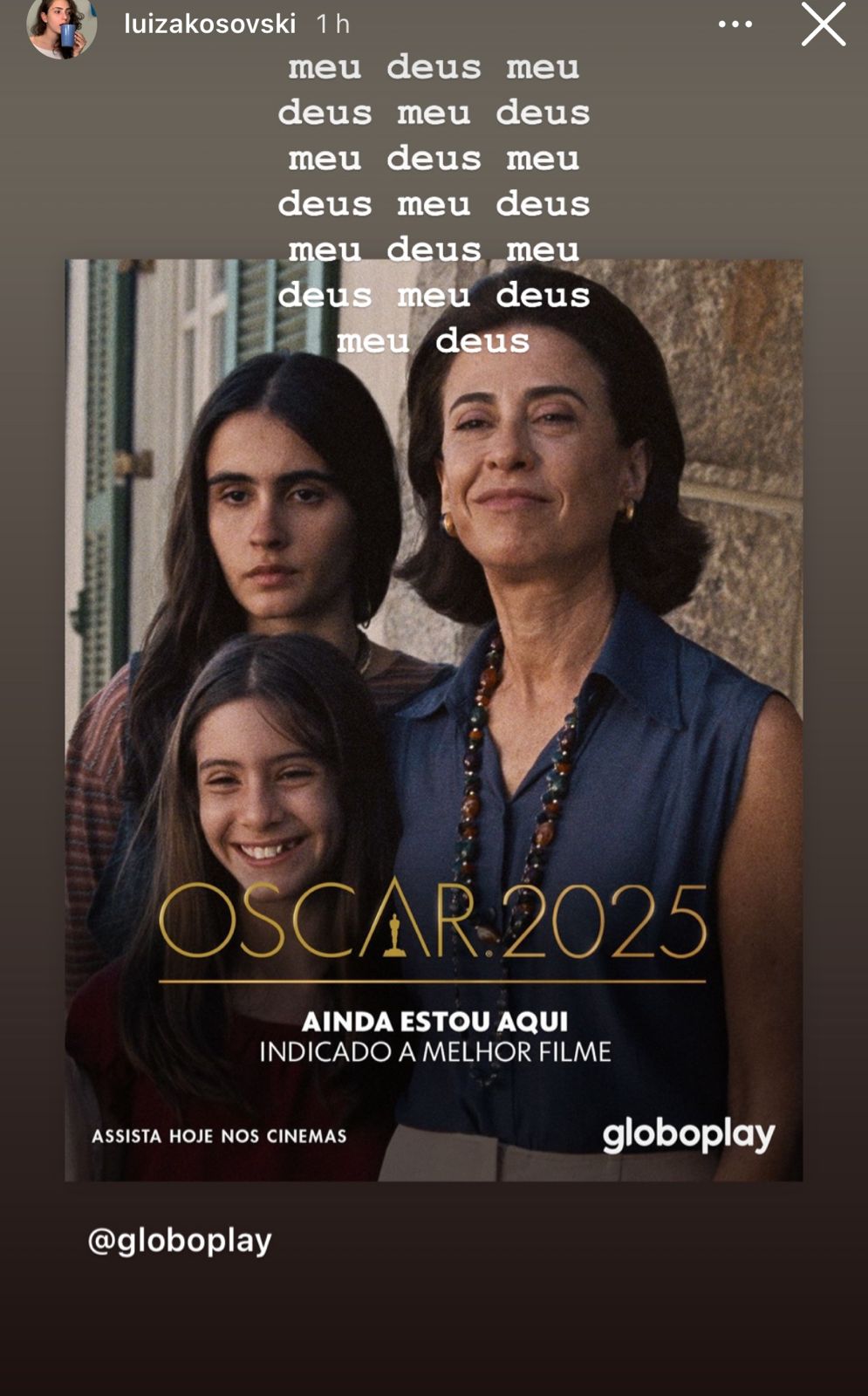 Luiza Kosovski comemora indicações ao Oscar de "Ainda Estou Aqui" e Fernanda Torres Reprodução Instagram - 23.1.2024