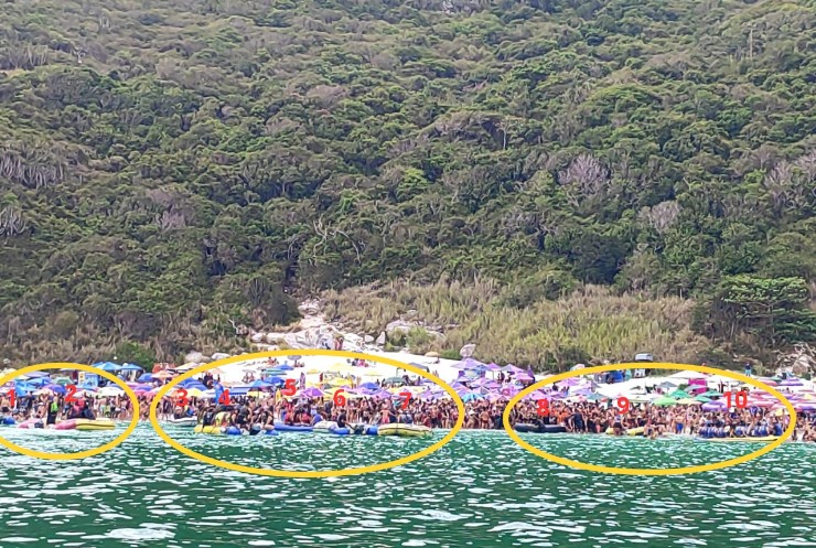Raia sendo utilizada por dez botes infláveis. Foto: Reprodução do documento do ICMBio e Resex