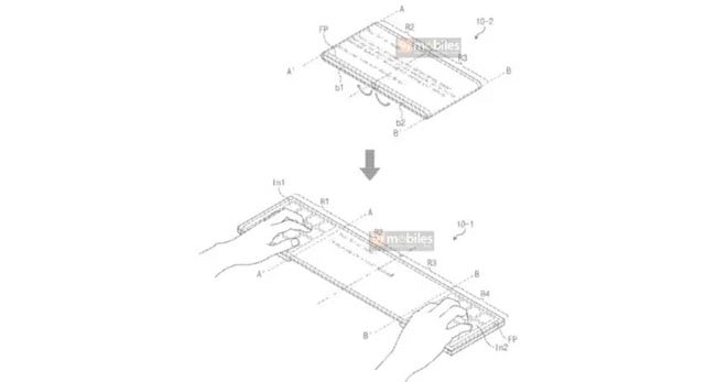 Patente da Samsung: dispositivo aberto. Foto: Reprodução/91Mobiles - 31.08.2022