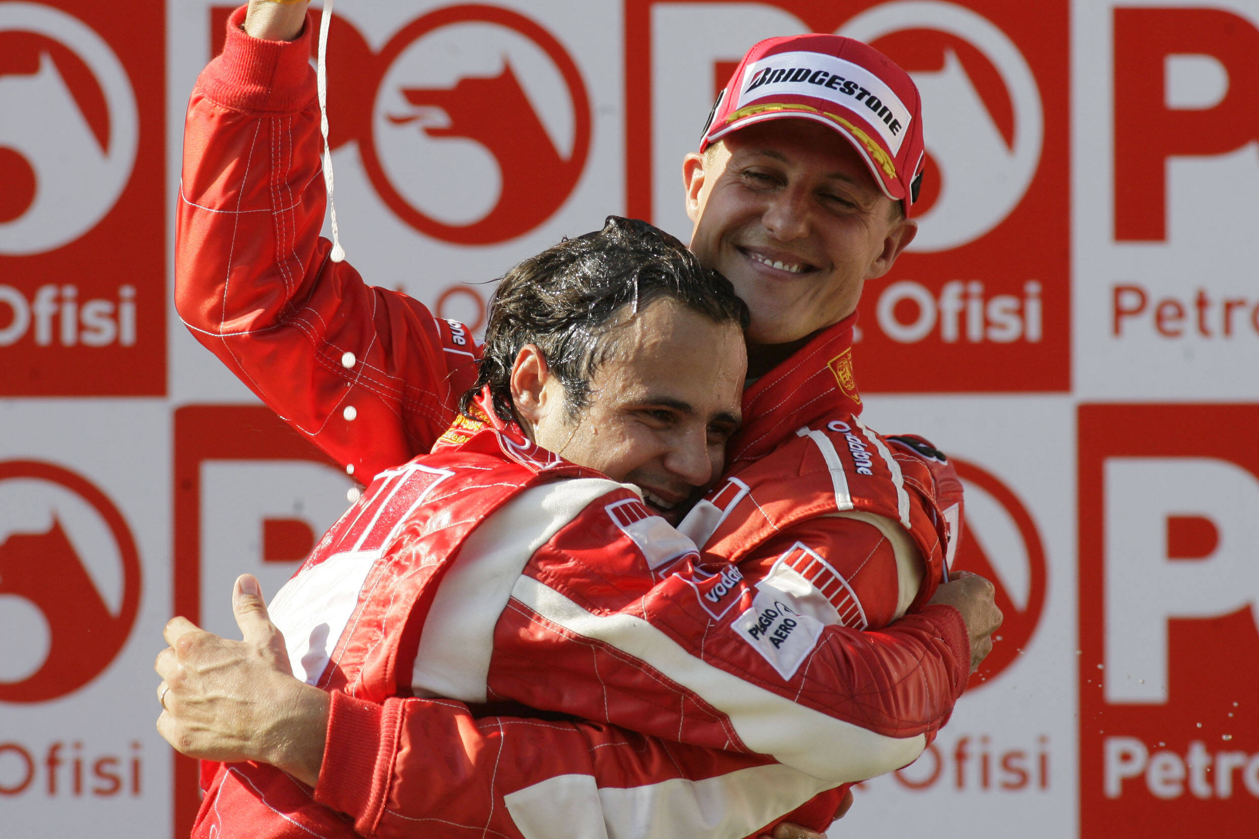 O companheiro de Massa no primeiro ano de Ferrari foi o heptacampeão do mundo Michael Schumacher. Foto: Getty Images