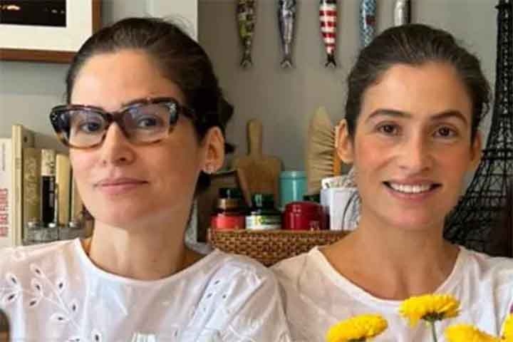 Renata Vasconcellos tem uma irmã gêmea, a estilista Lanza Mazza. Ela também tem um irmão, o empresário Rodrigo Vasconcellos.
 Reprodução: Flipar