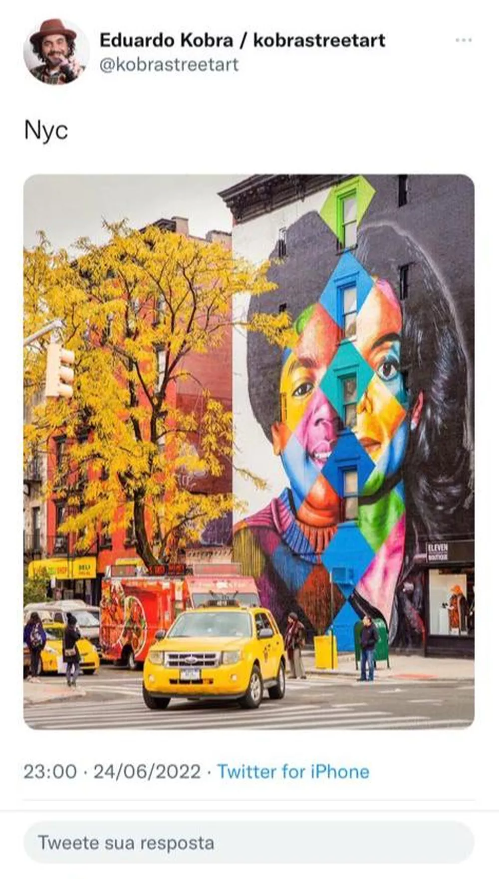 Grafite em homenagem a Michael Jackson feito pelo artista plástico Kobra, em Nova York. Foto: Reprodução