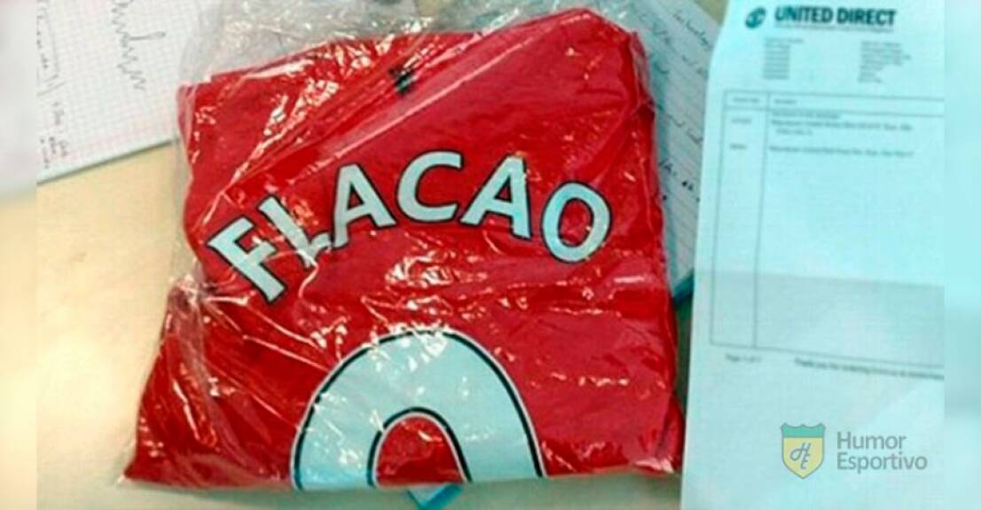Gafes em camisas dos jogadores: Falcao virou Flacao. Foto: Divulgação / Reprodução