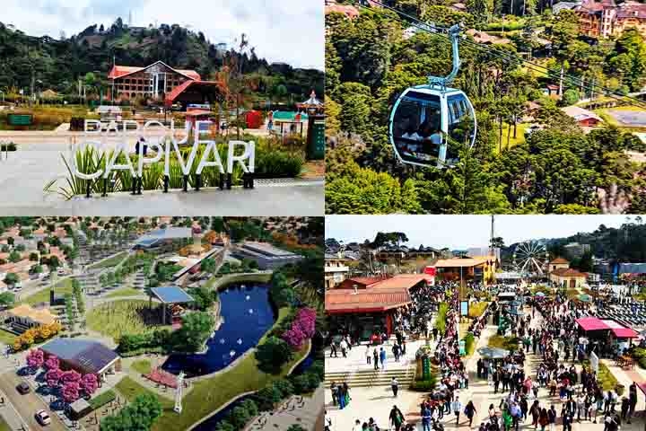 O Parque Capivari, também no centro, é um ponto de encontro para famílias e casais. Com carrossel romântico, roda-gigante iluminada à noite, lago com pedalinhos e o moderno teleférico, o parque encanta visitantes de todas as idades. Reprodução: Flipar