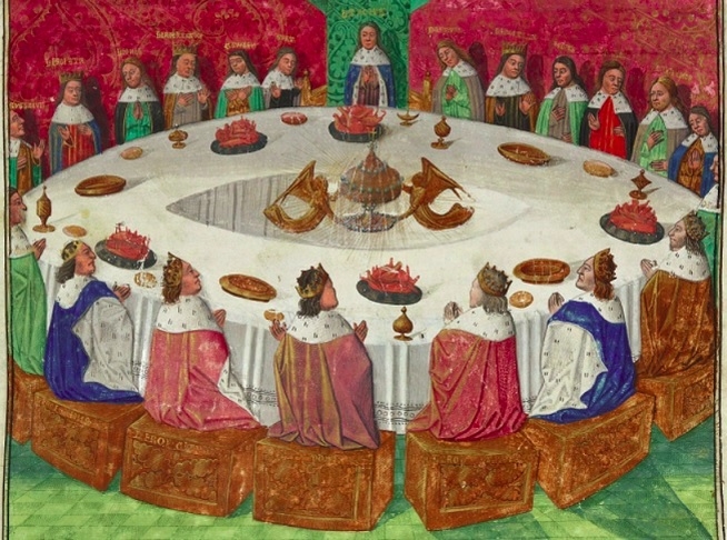 Durante seu reinado, Arthur formou a Távola Redonda, reunindo os cavaleiros mais nobres, como Lancelot, Gawain e Percival, para buscar justiça e o Santo Graal.  Reprodução: Flipar