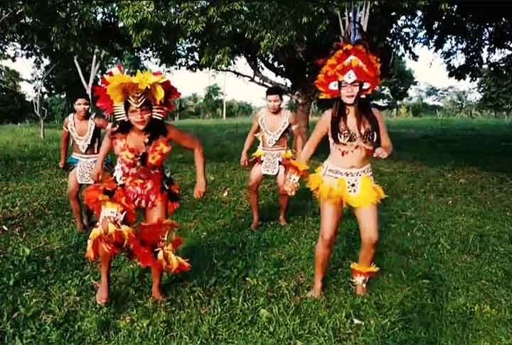 A indumentária emplumada representa para o povo Tupinambá uma confluência entre a dimensão espiritual (os Encantados e os antepassados), o meio ambiente, a economia e a agroecologia e a transmissão de saberes. Reprodução: Flipar