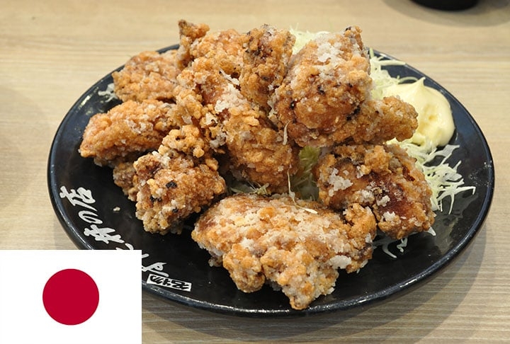 6º lugar - Karaage (Japão) - Pedaços de carne ou peixe, revestidos de farinha, amido de batata ou de milho, e fritos em óleo.  Reprodução: Flipar