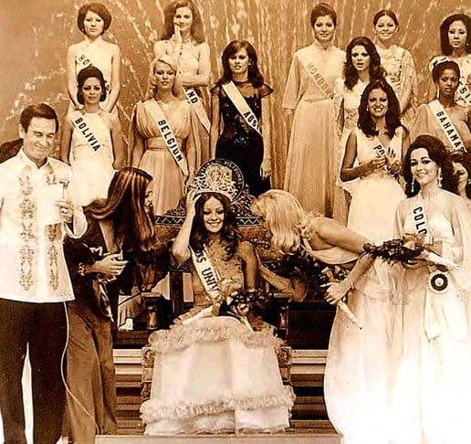Amparo Muñoz (1974) - Única Miss Espanha a vencer também o Miss Universo, abdicou da premiação por não aceitar viajar ao Japão. Depois, foi atriz de cinema, se envolveu com drogas e foi à falência.  Reprodução: Flipar