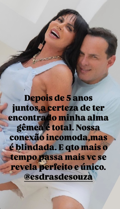 Gretchen e Esdras. Foto: Reprodução: Instagram/@mariagretchen