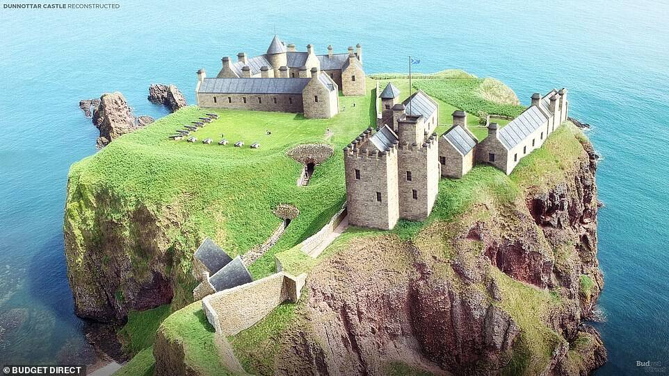 Castelo Dunnottar depois da reconstrução digital. Foto: Reprodução/ Daily Mail