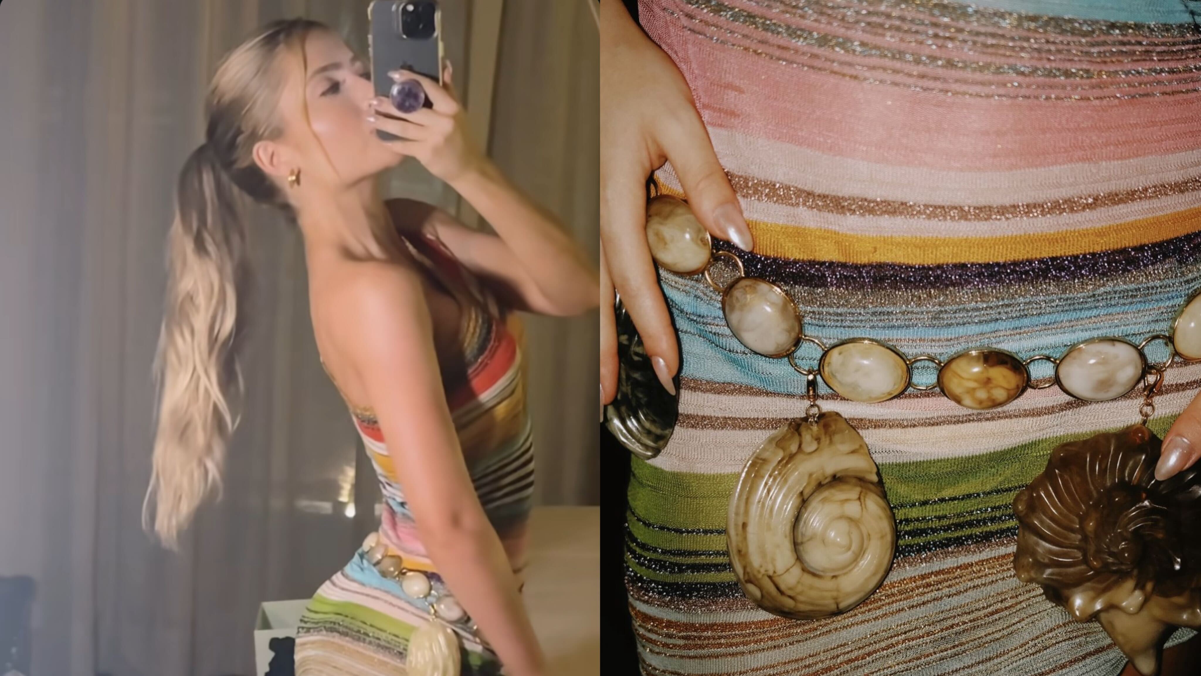 Jade Picon exibe vestido decorado com conchas Reprodução Instagram