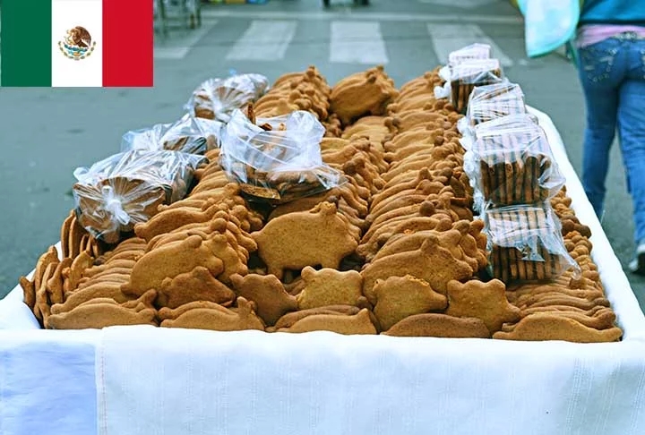 6º) Marranitos (México): Também conhecidos como puerquitos ou cochinitos, esses são pães de mel tradicionais na culinária mexicana feitos com melaço, farinha de trigo, bicarbonato de sódio, canela, gengibre e outros temperos.  Reprodução: Flipar