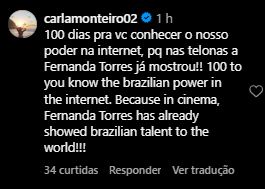 Comentários na publicação da contagem regressiva do Oscar  Instagram