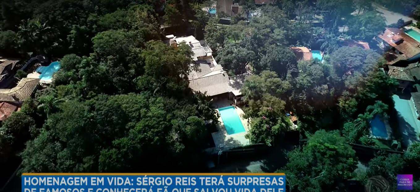 Casa de Sérgio Reis que foi alvo de operação da PF. Foto: Record TV