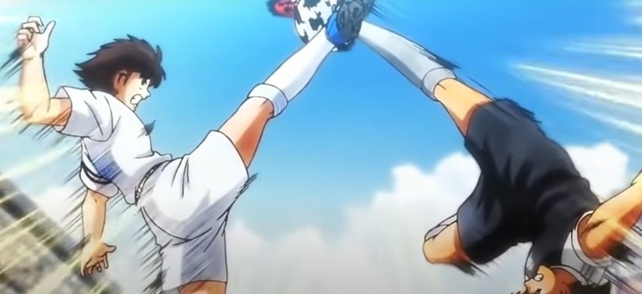 Tsubasa vs Hyuga - Anime: Supercampeões - Essa é a principal rivalidade do anime Supercampeões, sendo os dois excelentes jogadores de futebol que estão em busca de vitórias e títulos dentro de campo.  Reprodução: Flipar