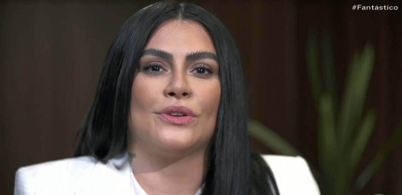 Cleo em entrevista ao "Fantástico". Foto: Reprodução/Globo
