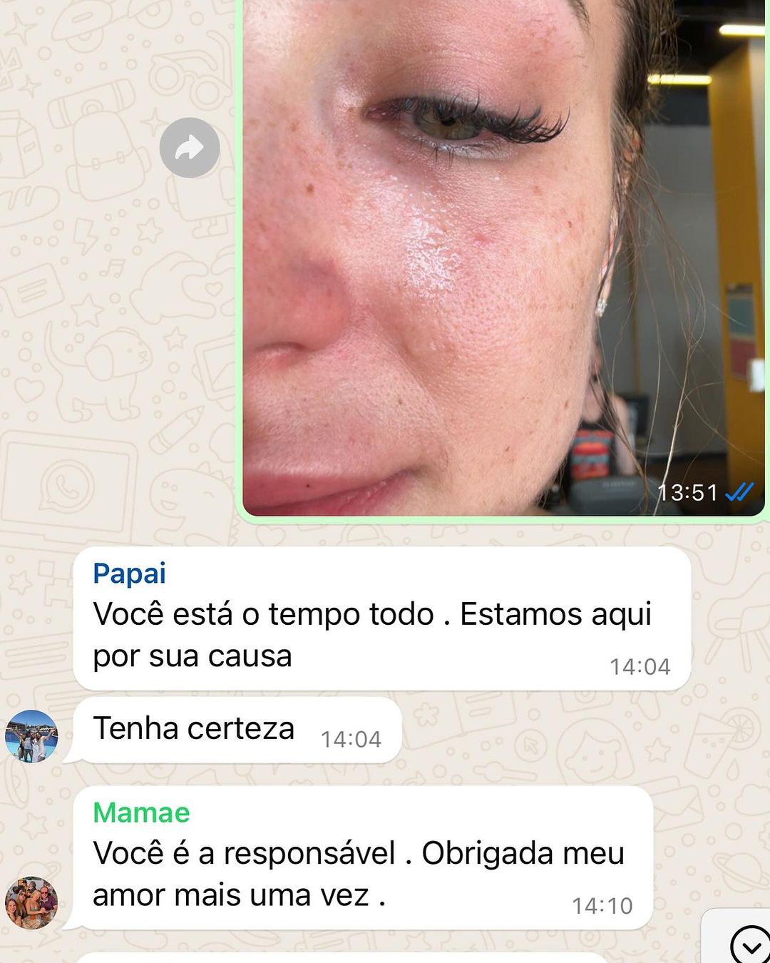 Gabi Martins mostra conversa no WhatsApp com os pais Reprodução/Instagram