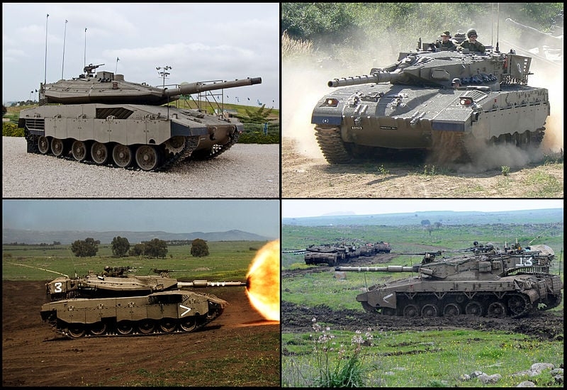 Tanque Merkava - Veículo de combate criado integralmente pela engenharia israelense no final dos anos 70, é o principal tanque das forças de defesa nacional.