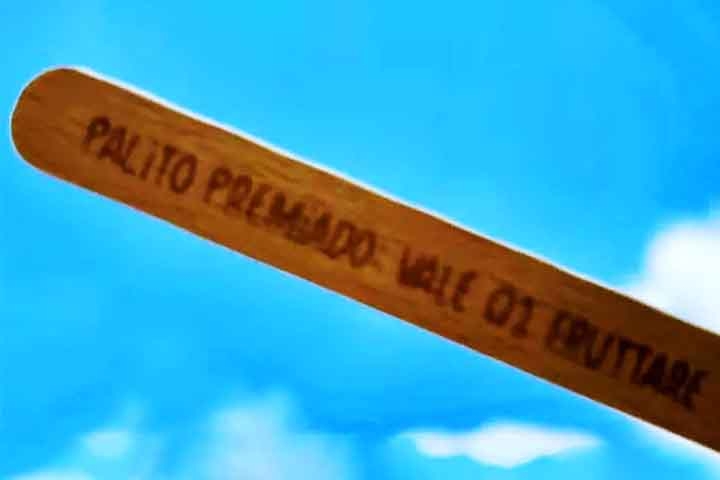 A pessoa que encontrar a mensagem premiada ganha um picolé extra. Nos palitos especiais consta a seguinte mensagem: “Palito Premiado. Vale 01 Fruttare”. 

 Reprodução: Flipar