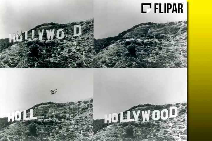 O Conselho do Patrimônio Cultural de Los Angeles declarou o letreiro como monumento oficial nº 111, em 1973. No final daquela década, a Câmara de Comércio de Hollywood entendeu que a placa exigia uma reconstrução completa, estimada em um quarto de milhão de dólares. Reprodução: Flipar