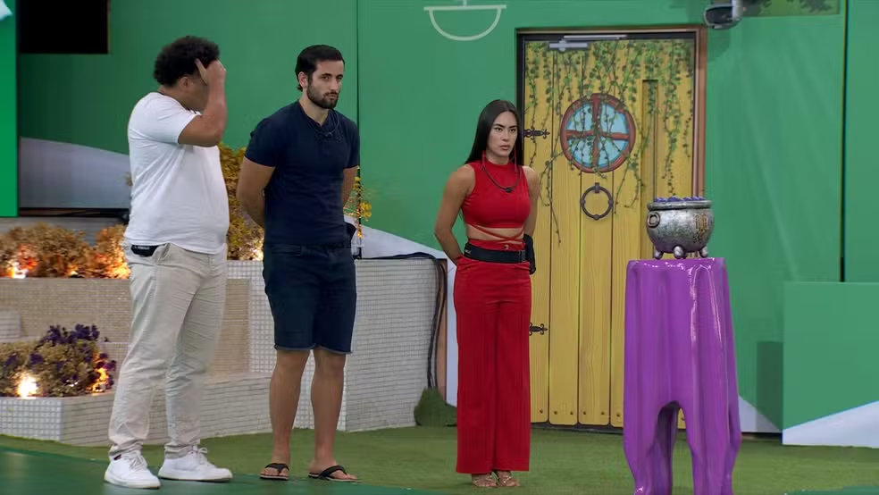 Lucas, Matteus e Isabelle disputaram prova bate e volta no 'BBB 24' Reprodução/Globo - 11.03.2024