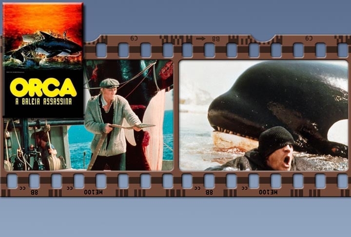 O filme foi estrelado por Richard Harris, no papel de Nolan, capitão de um navio que fere uma orca prenha (e ela perde o filhote). O macho, então, faz de tudo para se vingar dos tripulantes da embarcação. Reprodução: Flipar