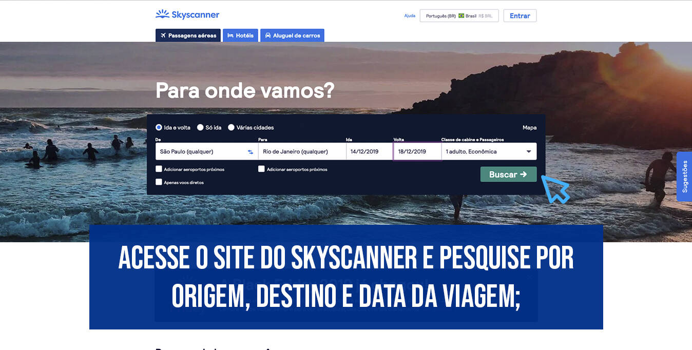 Passo a passo para criar alerta de preço no Skyscanner. Foto: Arte iG