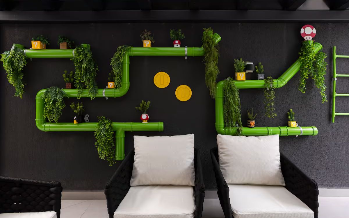 “Apartamento do Super Mario” atrai turistas em Blumenau com temática geek. Foto: Airbnb