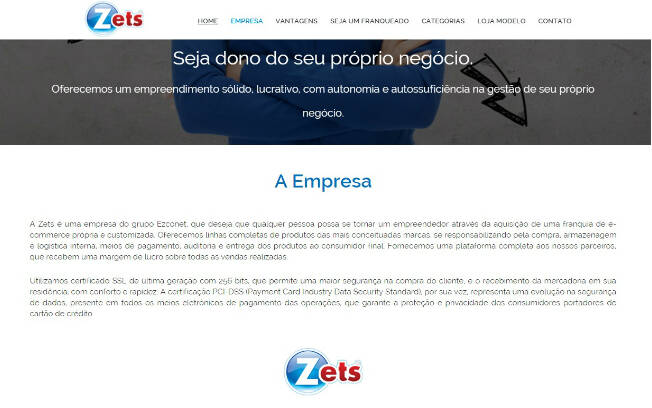 A Zets oferece franquia com plataforma e linhas de produtos de marcas conceituadas, se responsabilizando pela compra, armazenagem e logística interna, meios de pagamento, auditoria e entrega dos produtos ao consumidor final - Valor do investimento: R$ 22,5 mil. Foto: Divulgação