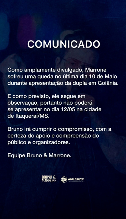 Comunicado sobre a agenda de shows da dupla.