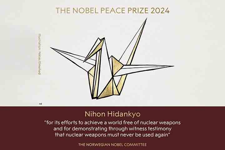 A Nihon Hidankyo, organização japonesa que milita pelo fim das armas nucleares, foi a vencedora do Prêmio Nobel da Paz de 2024. 
