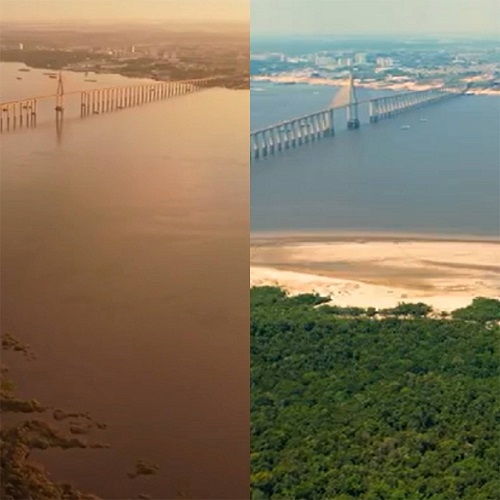 O fenômeno foi tão grave que afetou a aparência dos pontos turísticos em Manaus. Mais de 50 municípios estão em estado de emergência.