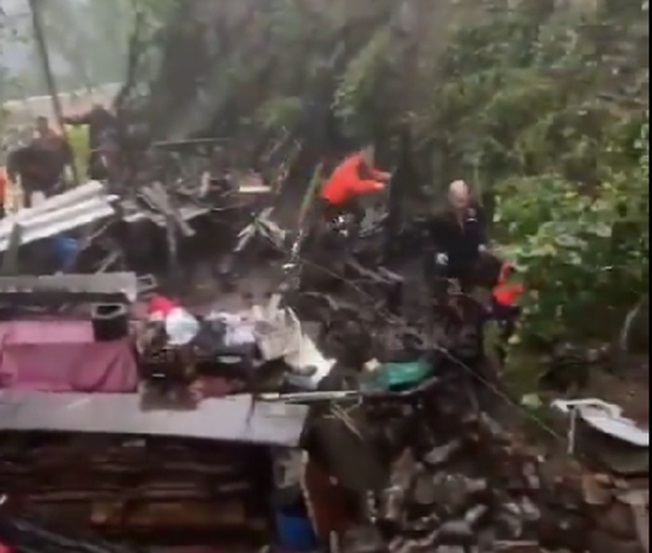 Desmoronamento em Veranópolis. Foto: Reprodução/redes sociais