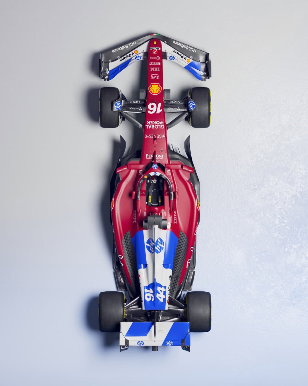 Ferrari adota novos detalhes em azul em seu carro. Foto: Ferrari/Divulgação