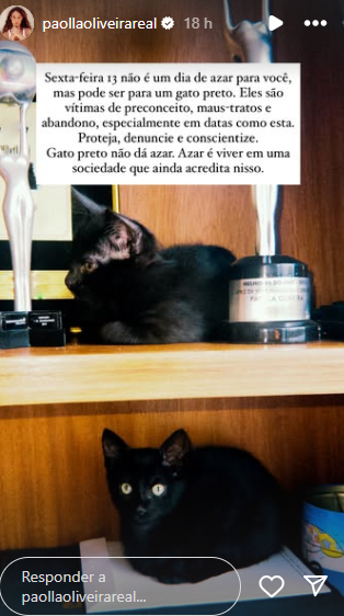 Paolla Oliveira compartilha fotos dos gatinhos. Foto: Reprodução Instagram