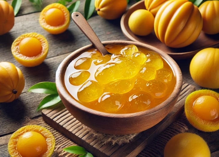 Como fazer: Leve ao fogo as cagaitas e o açúcar. Não precisa botar água porque a cagaita já é aquosa. Ferva até dar o ponto de geleia. Retire. Espere esfriar e coloque em potes de vidro. Guarde em geladeira. Reprodução: Flipar