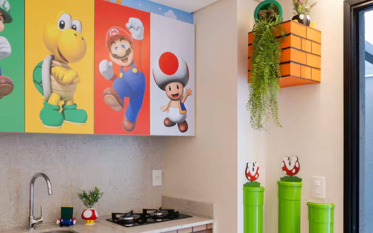 “Apartamento do Super Mario” atrai turistas em Blumenau com temática geek. Foto: Airbnb