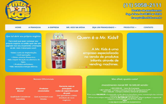 A Mr. Kids trabalha com a venda de licenciados no ramo de entretenimento em geral, com máquinas de doces, brinquedos e outros produtos infantis - Valor de investimento: R$ 18,5 mil. Foto: Divulgação