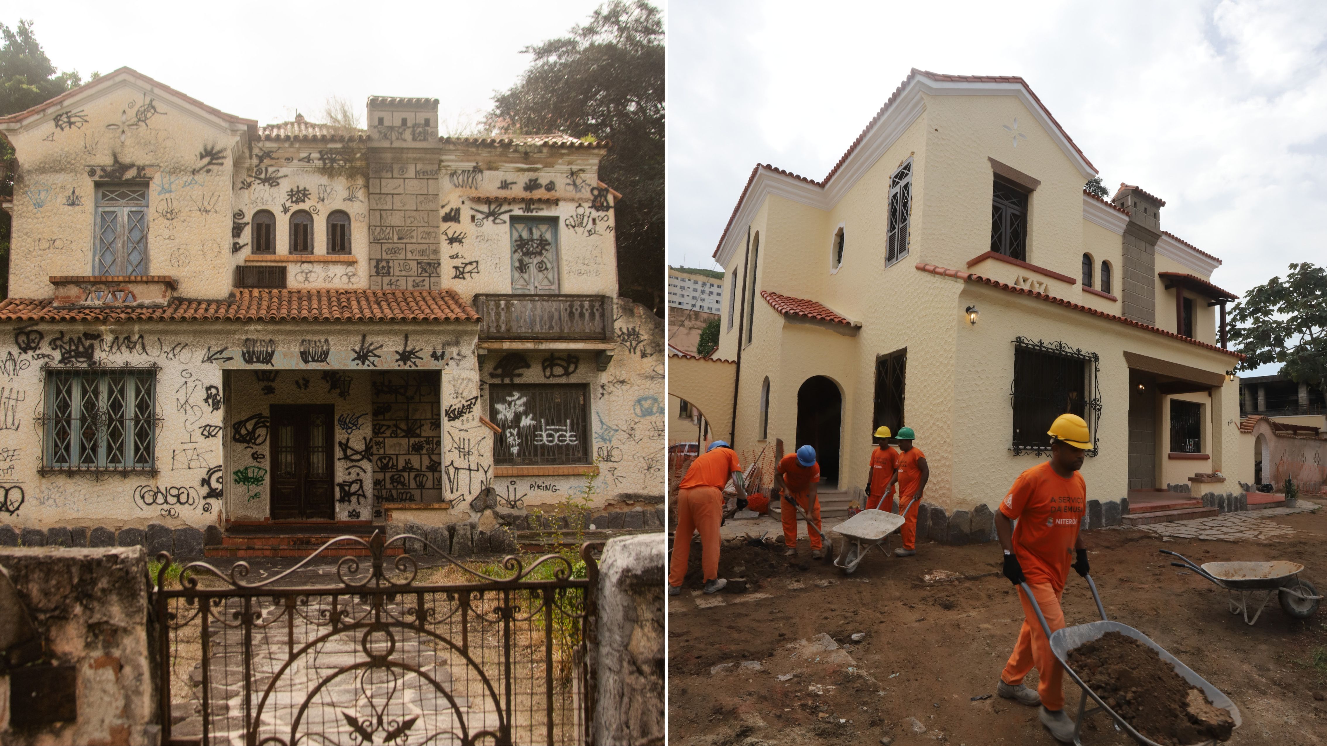 Antes e depois do 1º centro cultural com homenagem a Cauby. Foto: Evelen Gouvêa/Divulgação