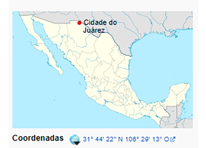 Ciudad Juárez fica na fronteira com os Estados Unidos. É vizinha de El Paso, no estado americano do Texas. Uma das maiores cidades do México, tem 1,3 milhão de habitantes.  Reprodução: Flipar