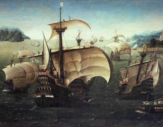 Tudo indica que a última viagem de Vasco da Gama começou em abril de 1524, a bordo do navio Santa Catarina do Monte Sinai, com outros 13 navios. Reprodução: Flipar