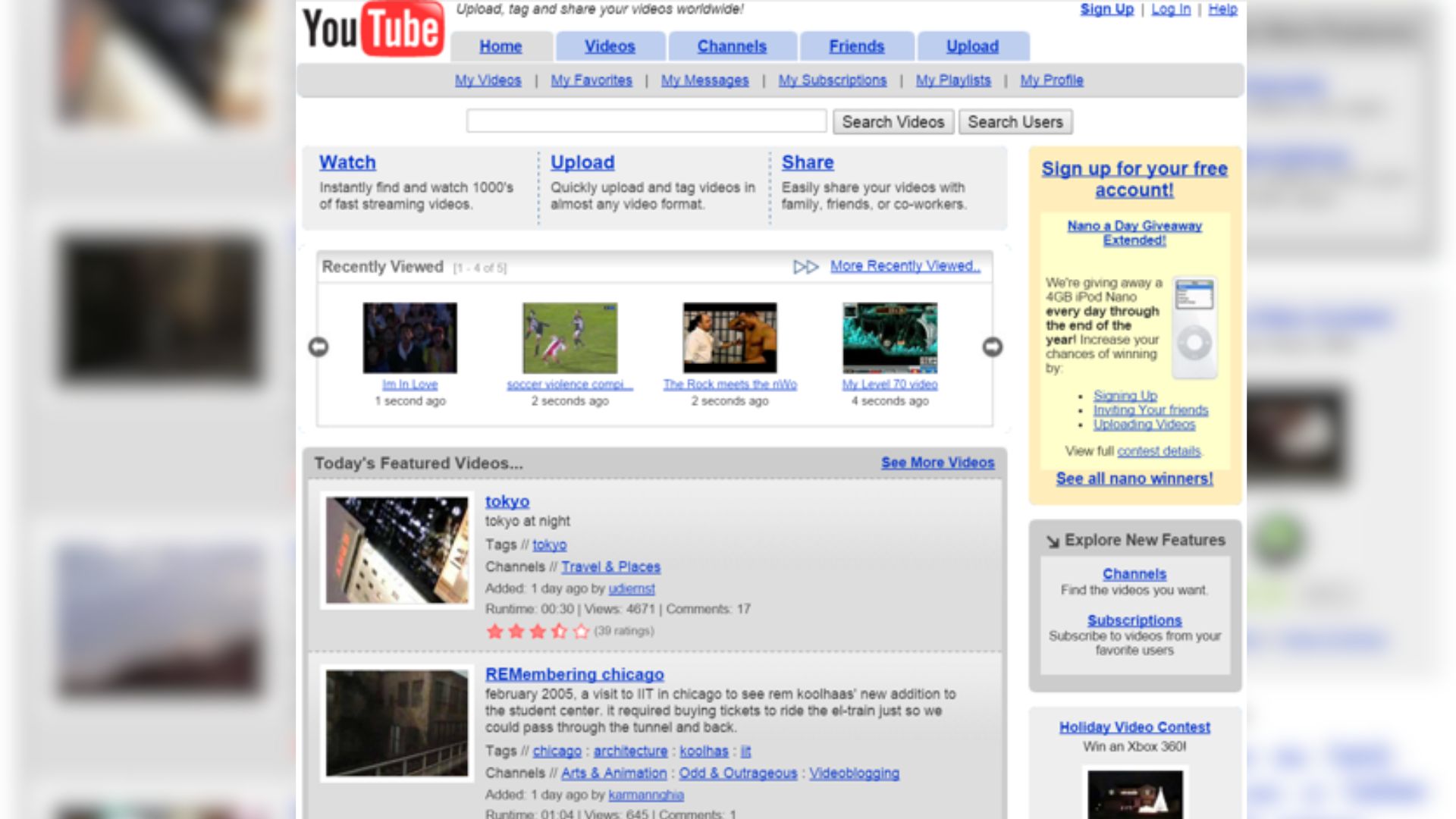 Imagens do início do Youtube. Foto: Reprodução/Youtube